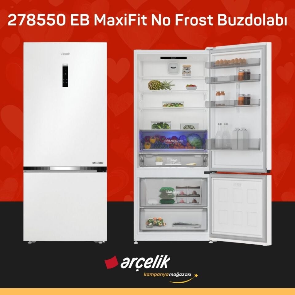 ARÇELİK 278550 EB MaxiFit Alttan Donduruculu Buzdolabı