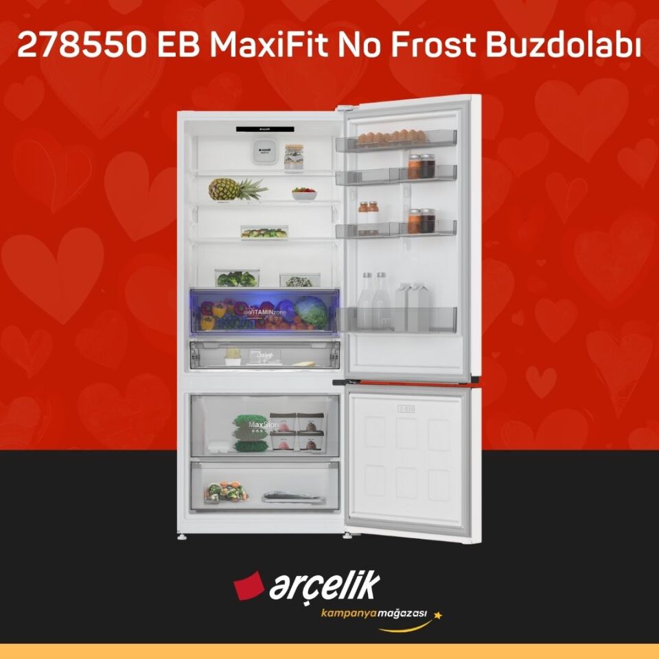 ARÇELİK 278550 EB MaxiFit Alttan Donduruculu Buzdolabı