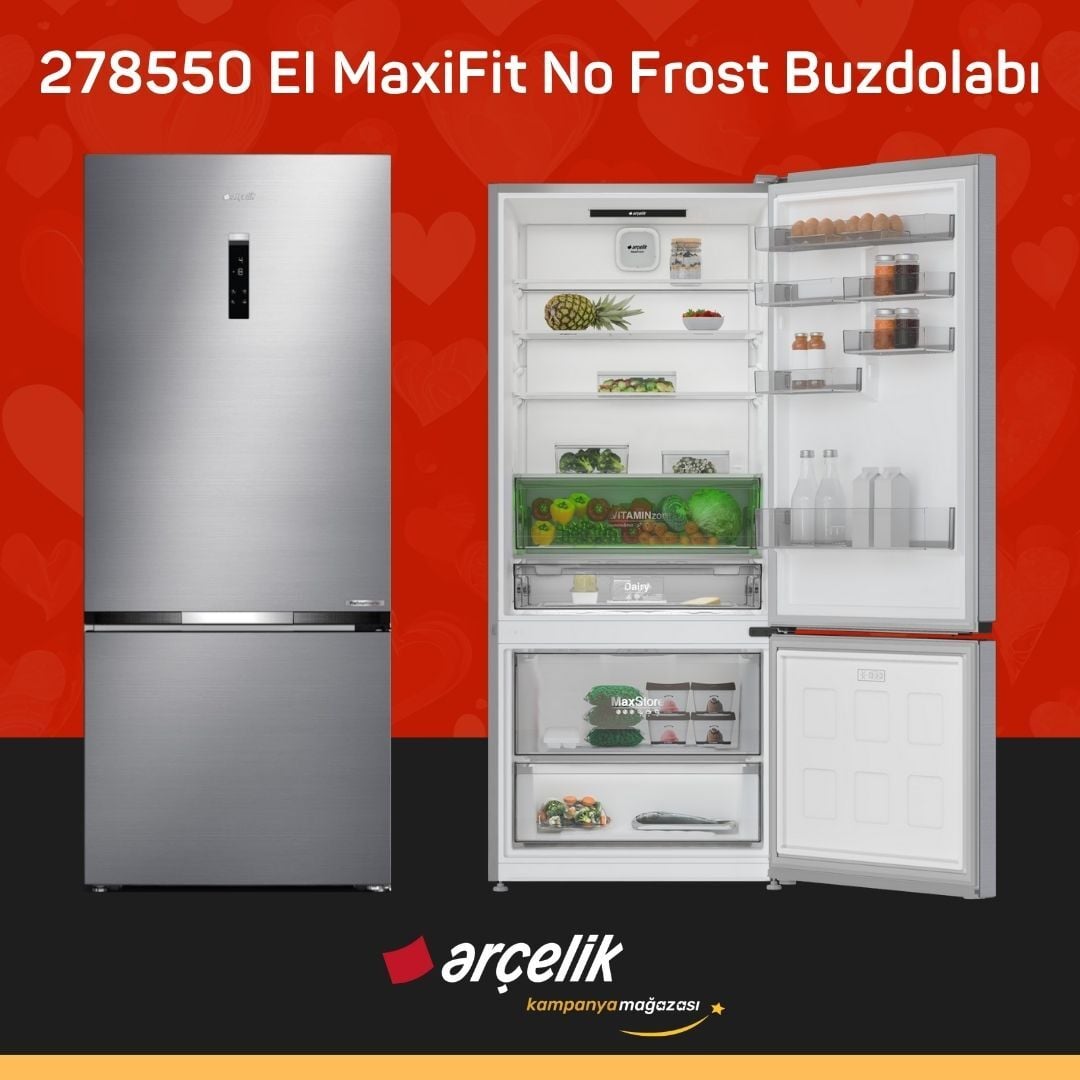 ARÇELİK 278550 EI MaxiFit Alttan Donduruculu Buzdolabı