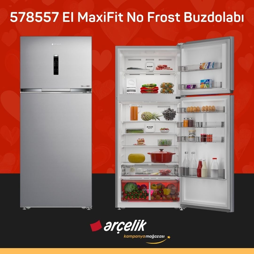 ARÇELİK 578557 EI MaxiFit Üstten Donduruculu Buzdolabı