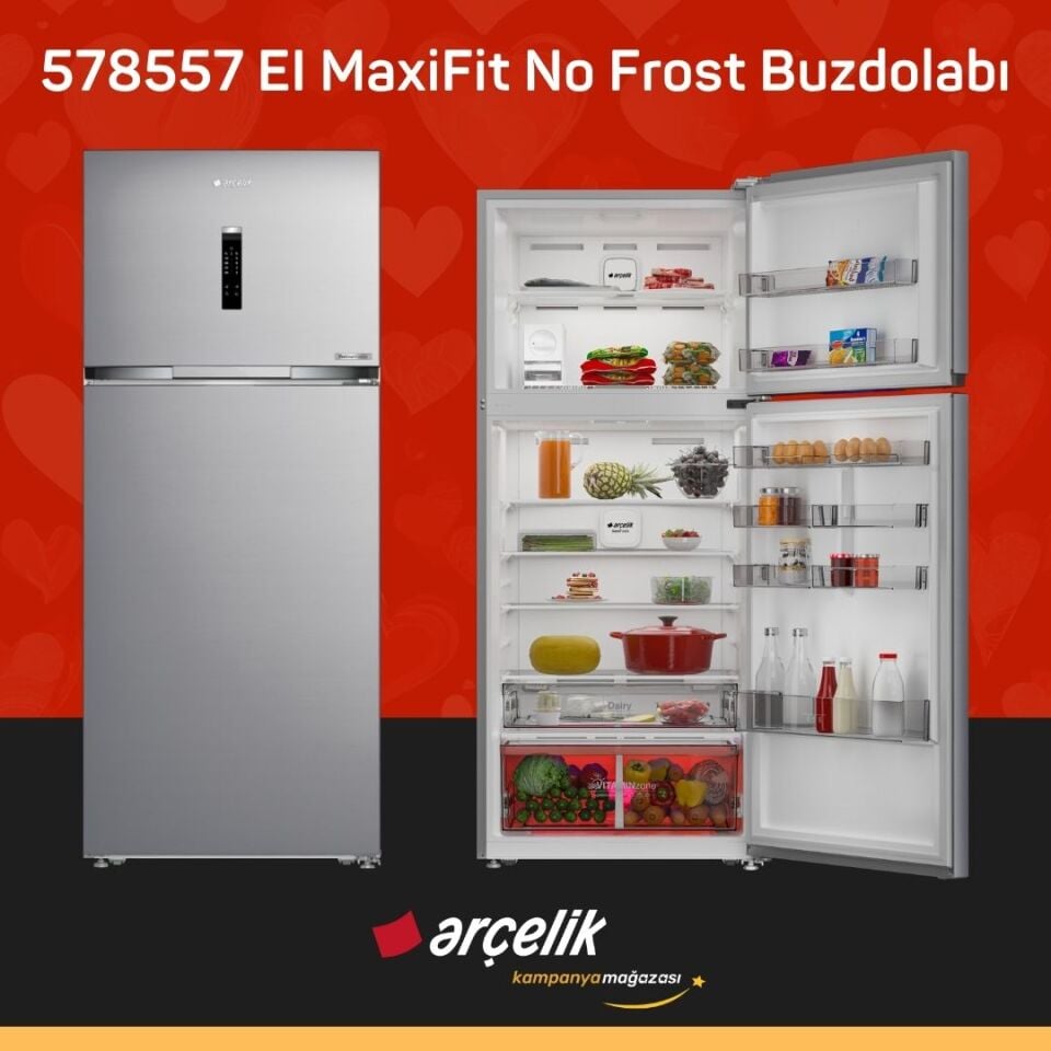ARÇELİK 578557 EI MaxiFit Üstten Donduruculu Buzdolabı