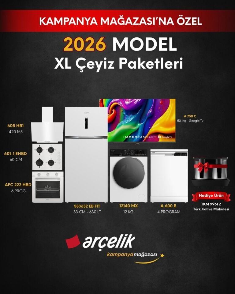 ARÇELİK 7'li XL Çeyiz Paketi (583632 EB MAXI FIT - A 600 B - 12140 MX - A 750 C - AFC 222 HBD - ADE 605 HB1 - OCD T 601-1 EHBD - TKM 9961 Z)