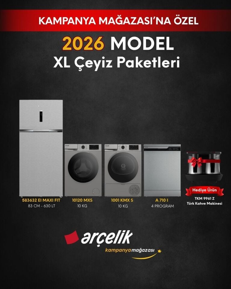 ARÇELİK 4'lü XL Çeyiz Paketi (583632 EI MAXI FIT - A 710 I - 10120 MXS - 1001 KMX S - TKM 9961 Z)