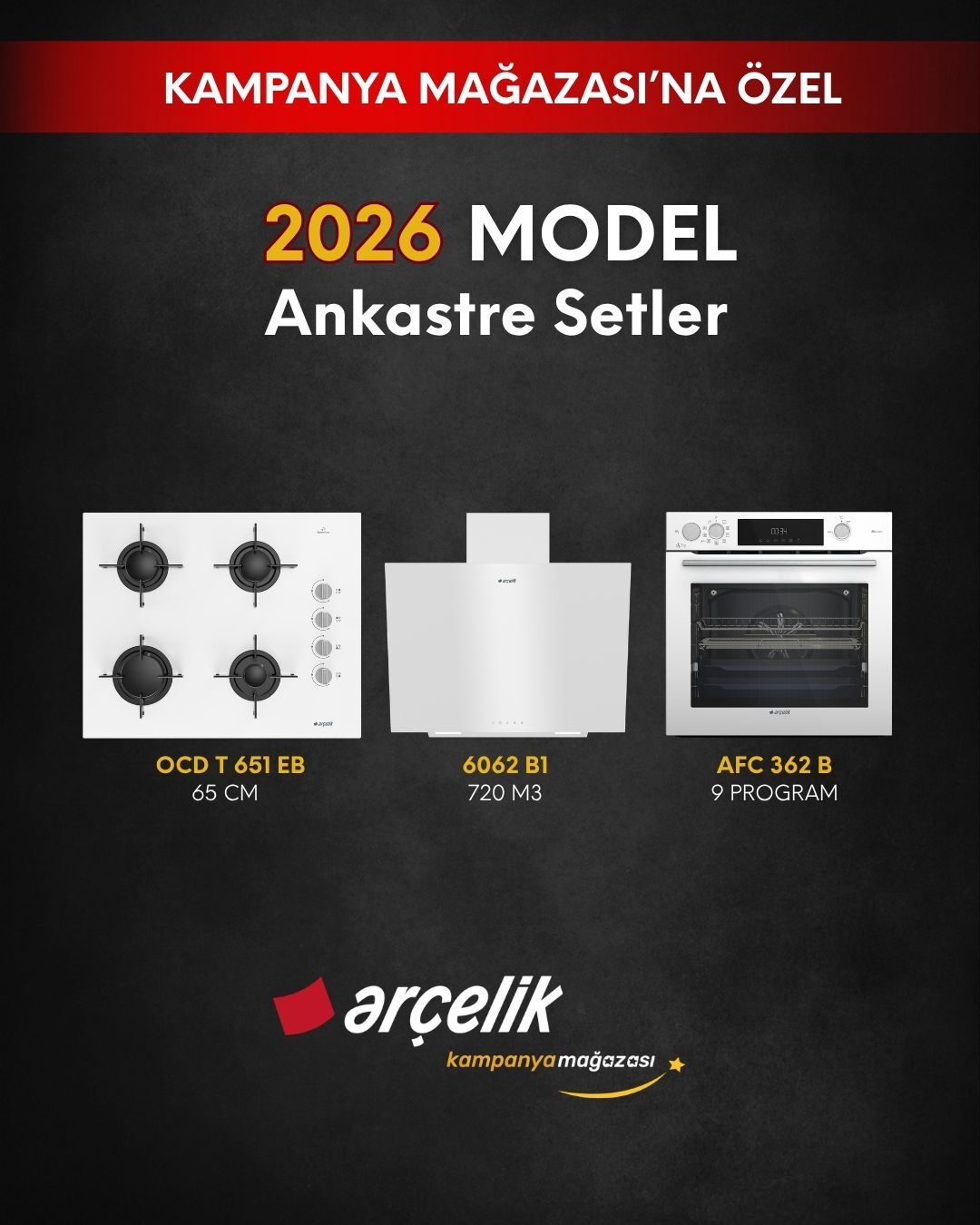 ARÇELİK Ankastre Setler (OCD T 651 EB - 6062 B1 - AFC 362 B)