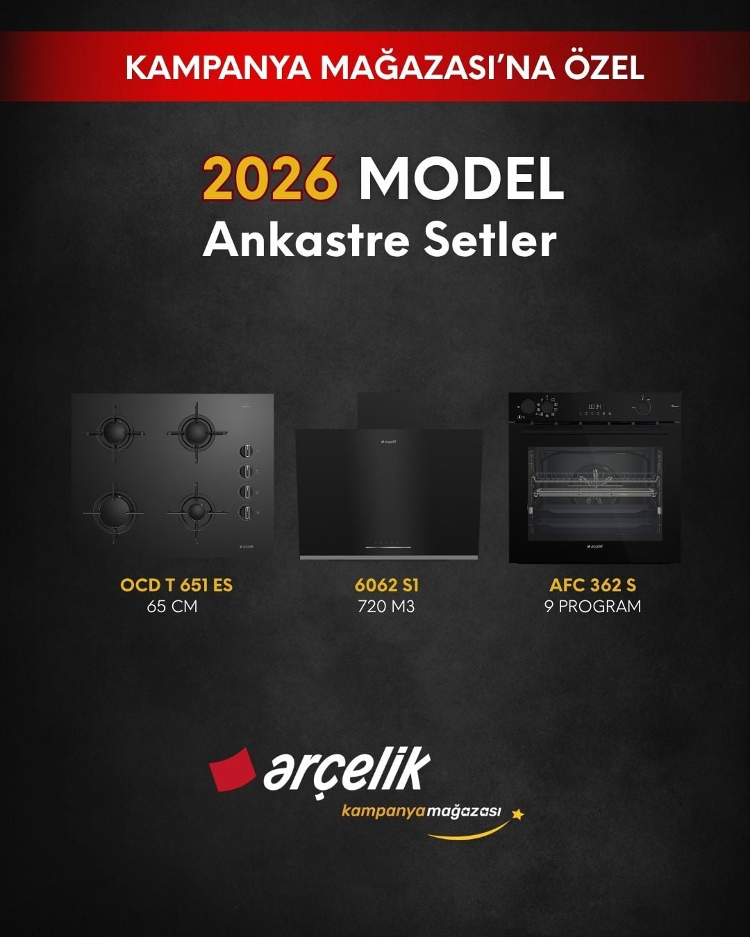 ARÇELİK Ankastre Setler (OCD T 651 ES - 6062 S1 - AFC 362 S)