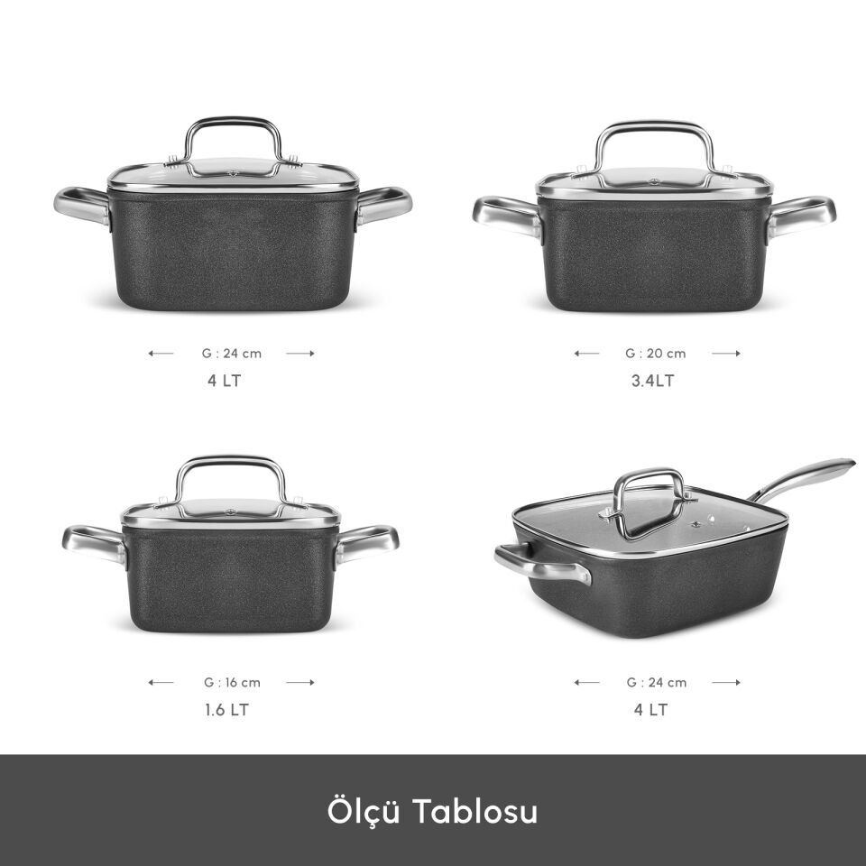 Karaca Biodiamond Master Quattro İndüksiyon Tabanlı 8 Parça Tencere Seti