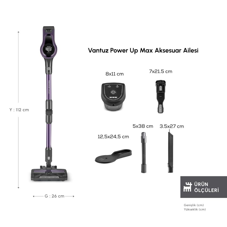 Karaca Vantuz Power Up Max Dikey Süpürge Grape Purple