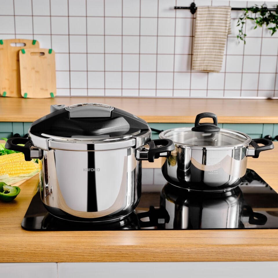 Karaca Perfect Gray İndüksiyon Tabanlı Düdüklü Tencere Seti 4+6 Lt