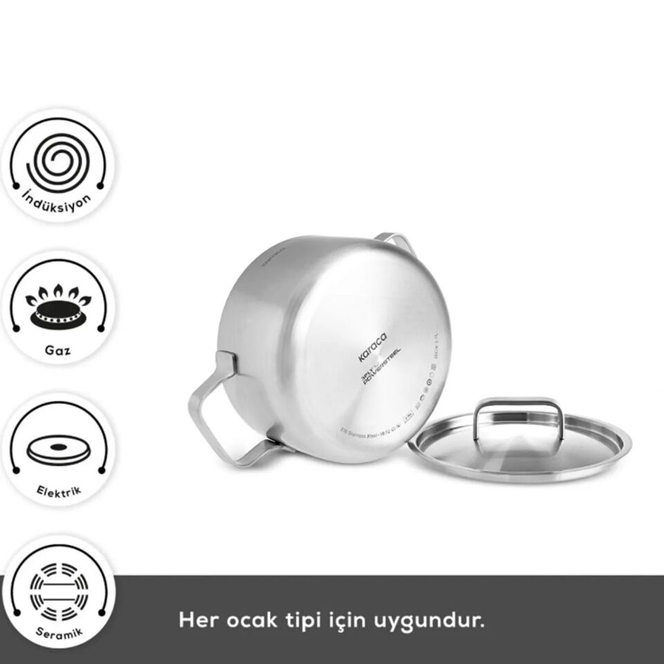 Karaca Powersteel 316+ 3Ply Onyx İndüksiyon Tabanlı Çelik 8 Parça Tencere Seti