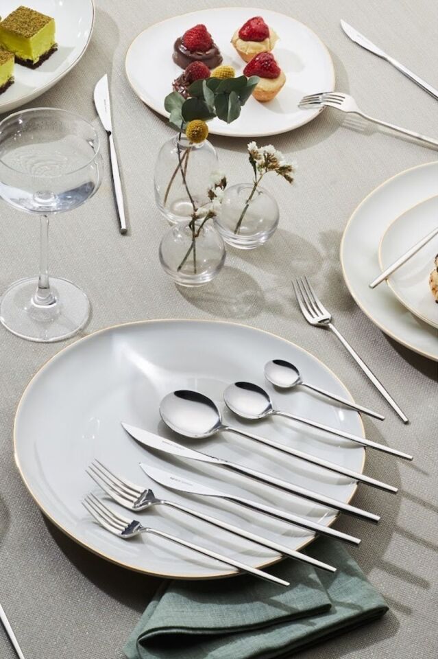 Karaca 316 Premium Mild Platin 12 Kişilik 84 Parça Çatal Kaşık Bıçak Takımı