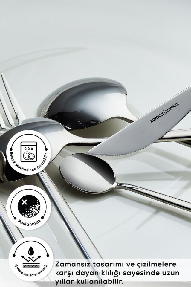 Karaca 316 Premium Mild Platin 12 Kişilik 84 Parça Çatal Kaşık Bıçak Takımı
