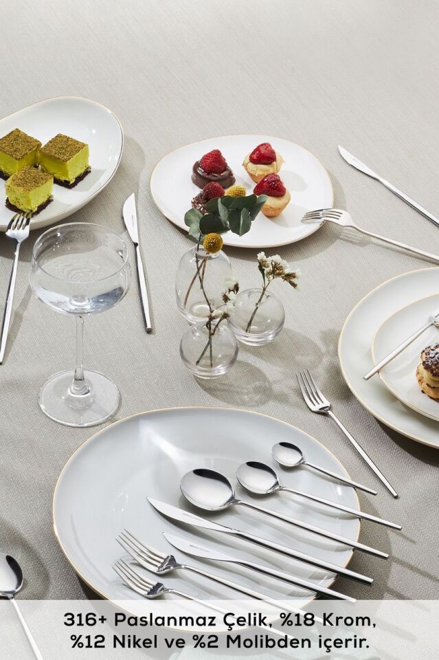 Karaca 316 Premium Mild Platin 12 Kişilik 84 Parça Çatal Kaşık Bıçak Takımı