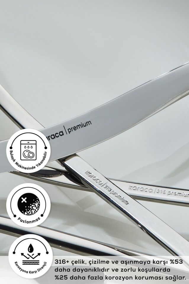 Karaca 316 Premium Dora Platin 12 Kişilik 84 Parça Çatal Kaşık Bıçak Takımı