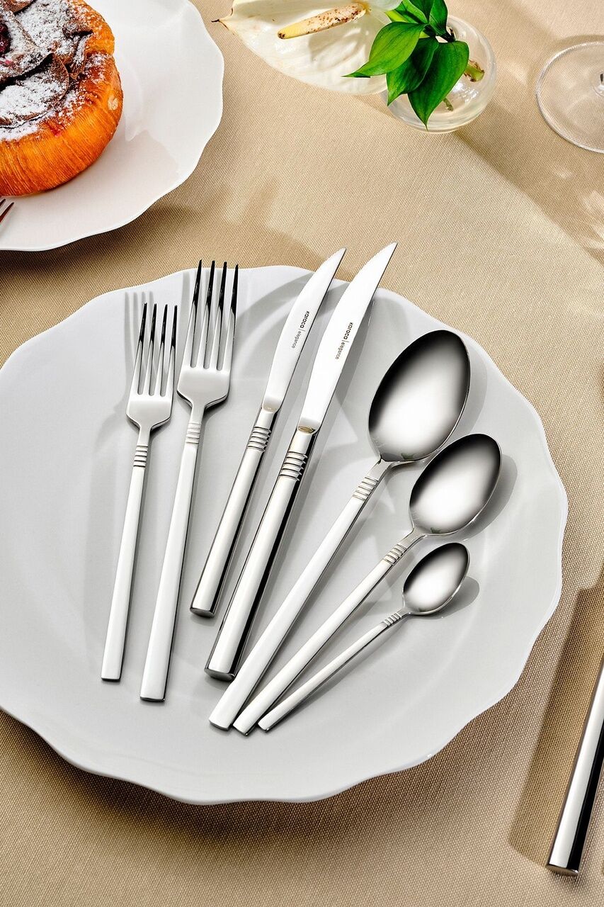 Karaca Elegance Nil V2 Platin 12 Kişilik 84 Parça Çatal Kaşık Bıçak Takımı