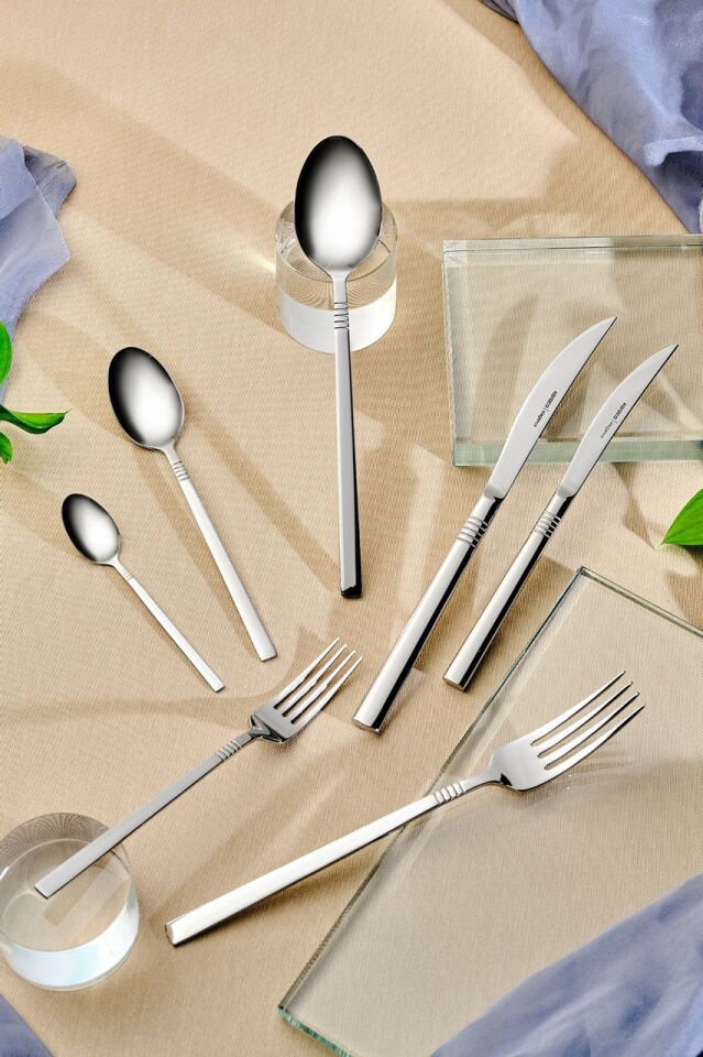 Karaca Elegance Nil V2 Platin 12 Kişilik 84 Parça Çatal Kaşık Bıçak Takımı