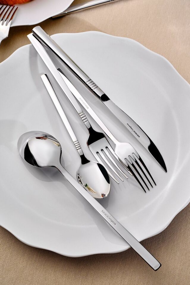 Karaca Elegance Nil V2 Platin 12 Kişilik 84 Parça Çatal Kaşık Bıçak Takımı