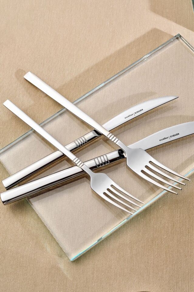 Karaca Elegance Nil V2 Platin 12 Kişilik 84 Parça Çatal Kaşık Bıçak Takımı