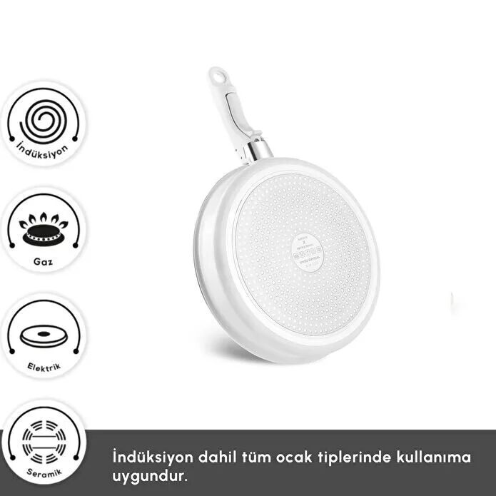 Karaca X Refika Swiss Crystal Çıkarılabilir Saplı İndüksiyon Tabanlı 12 Parça Tencere ve Tava Seti Pure White