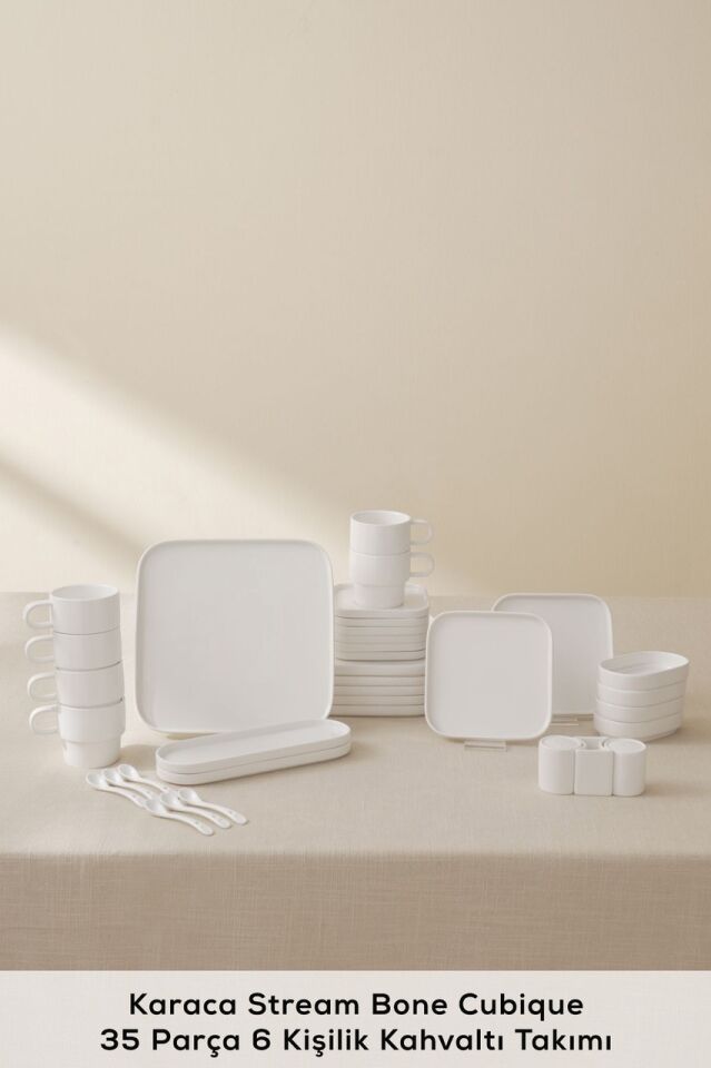 Karaca Stream Bone Cubique 35 Parça 6 Kişilik Kahvaltı Takımı