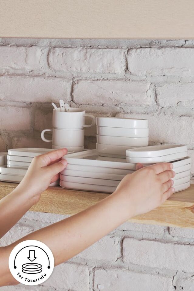 Karaca Stream Bone Cubique 35 Parça 6 Kişilik Kahvaltı Takımı