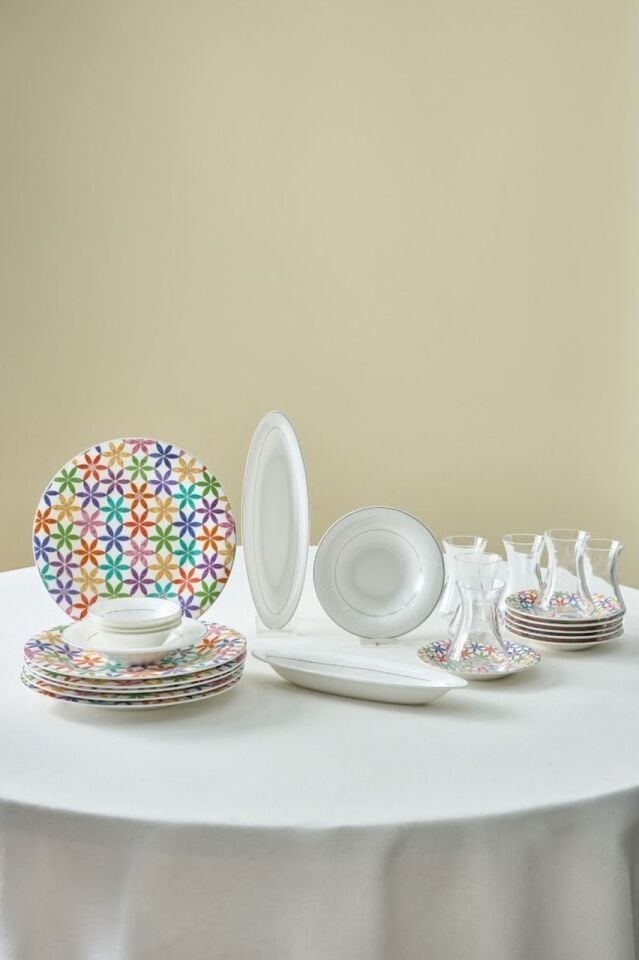 Karaca Fine Pearl Confetti 26 Parça 6 Kişilik Kahvaltı Takımı Gold