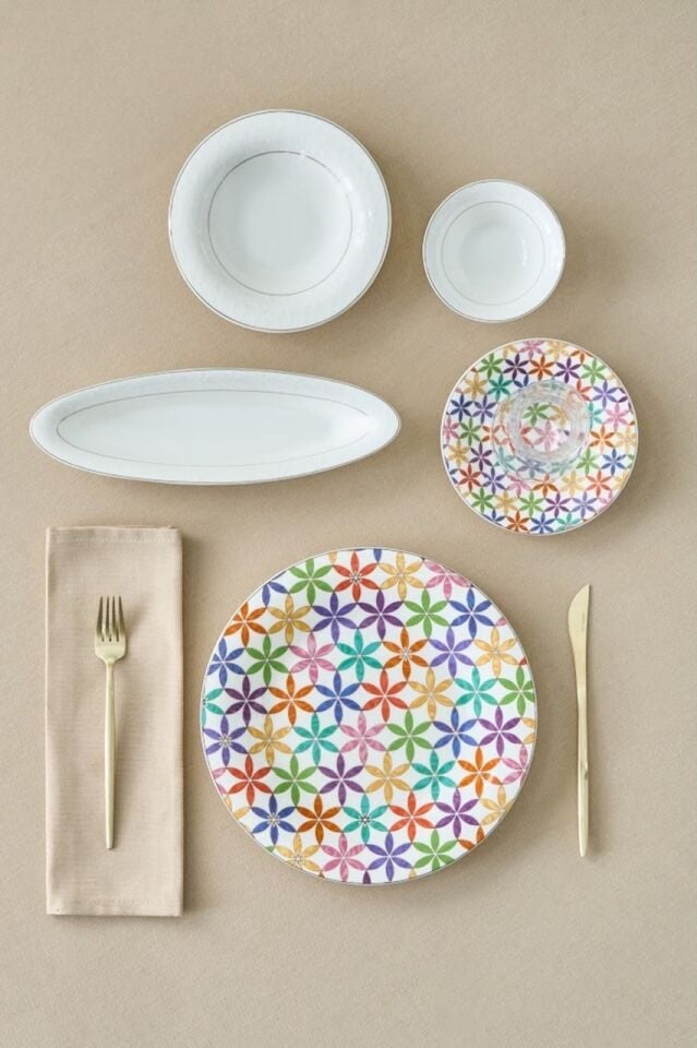 Karaca Fine Pearl Confetti 26 Parça 6 Kişilik Kahvaltı Takımı Gold