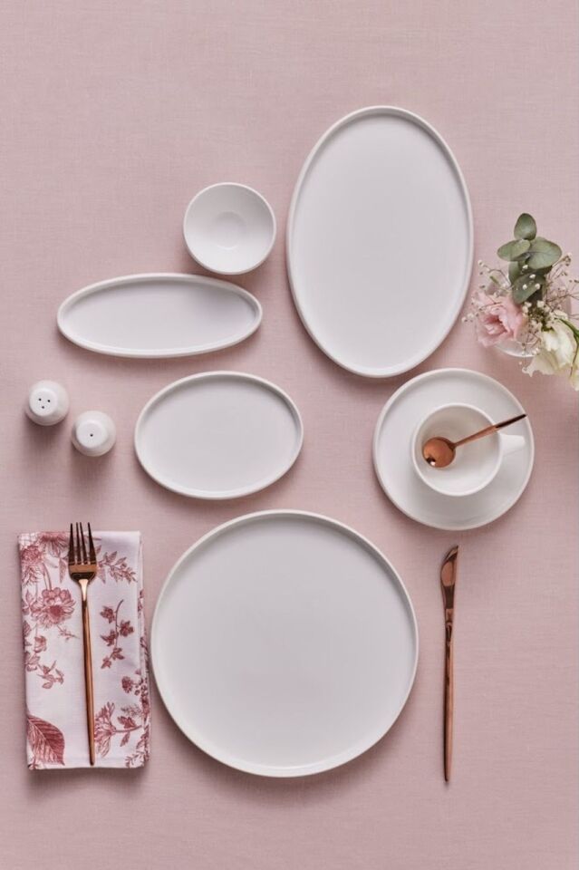 Karaca Stream Bone Sunset 34 Parça 6 Kişilik Kahvaltı Takımı Beyaz