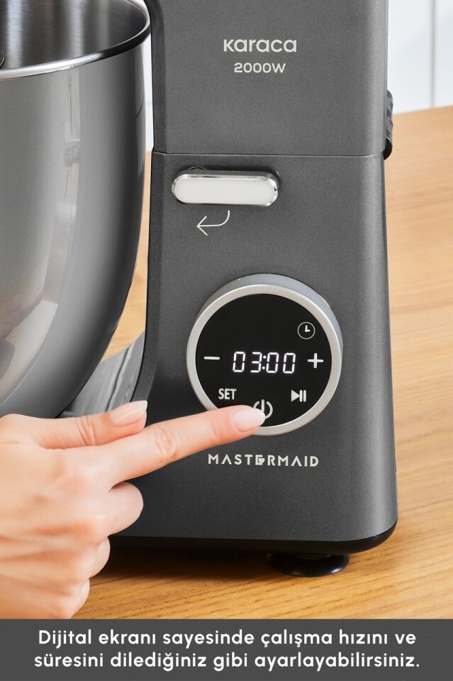 Karaca Mastermaid Chef Ultra D2000 W Dijital Ekranlı Hamur Yoğurma Makinesi Shadow Gray