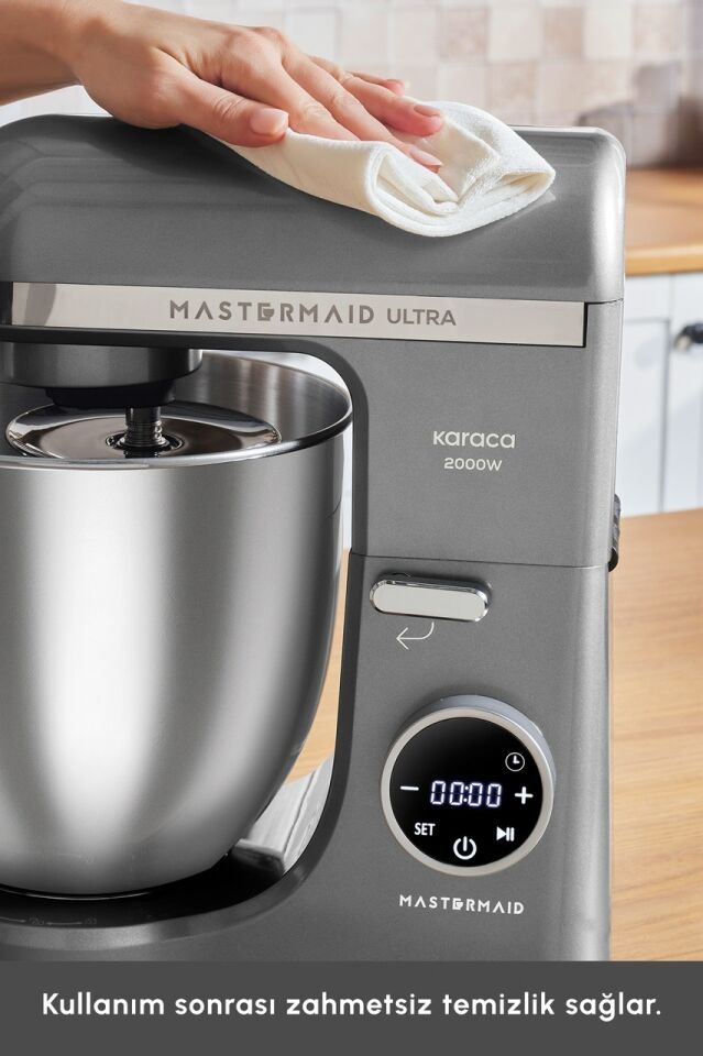 Karaca Mastermaid Chef Ultra D2000 W Dijital Ekranlı Hamur Yoğurma Makinesi Shadow Gray