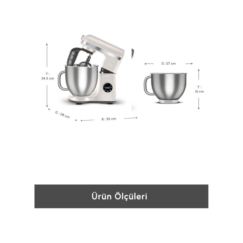 Karaca Mastermaid Chef Ultra D2000 W Dijital Ekranlı Hamur Yoğurma Makinesi Starlight