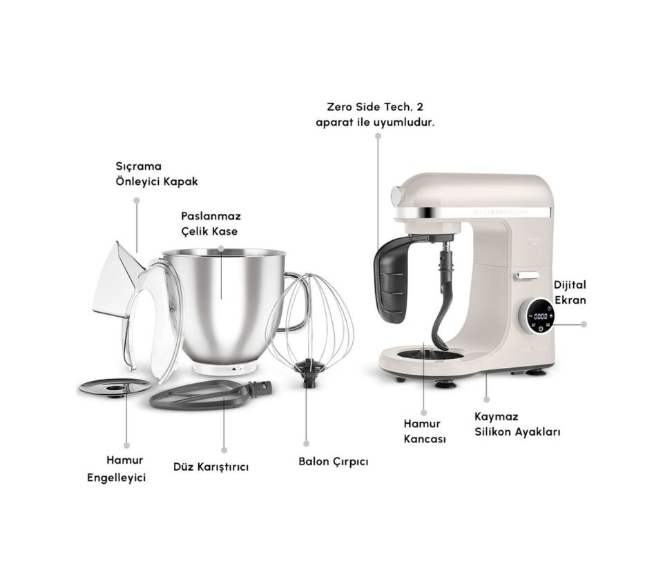 Karaca Mastermaid Chef Ultra D2000 W Dijital Ekranlı Hamur Yoğurma Makinesi Starlight