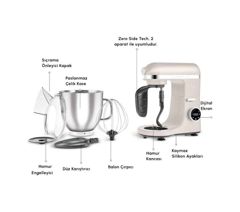 Karaca Mastermaid Chef Ultra D2000 W Dijital Ekranlı Hamur Yoğurma Makinesi Starlight