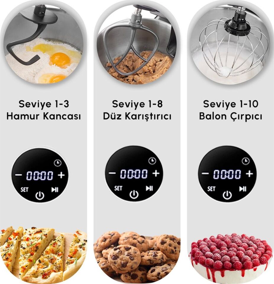 Karaca Mastermaid Chef Ultra D2000 W Dijital Ekranlı Hamur Yoğurma Makinesi Starlight