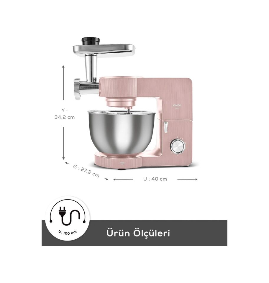 Karaca Multichef Ultra 2000 W 7 LT Stand Mikser Rose Gold