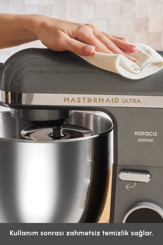 Karaca Mastermaid Chef Ultra D2000W Dijital Ekranlı Hamur Yoğurma Makinesi Galaxy Grey 7L