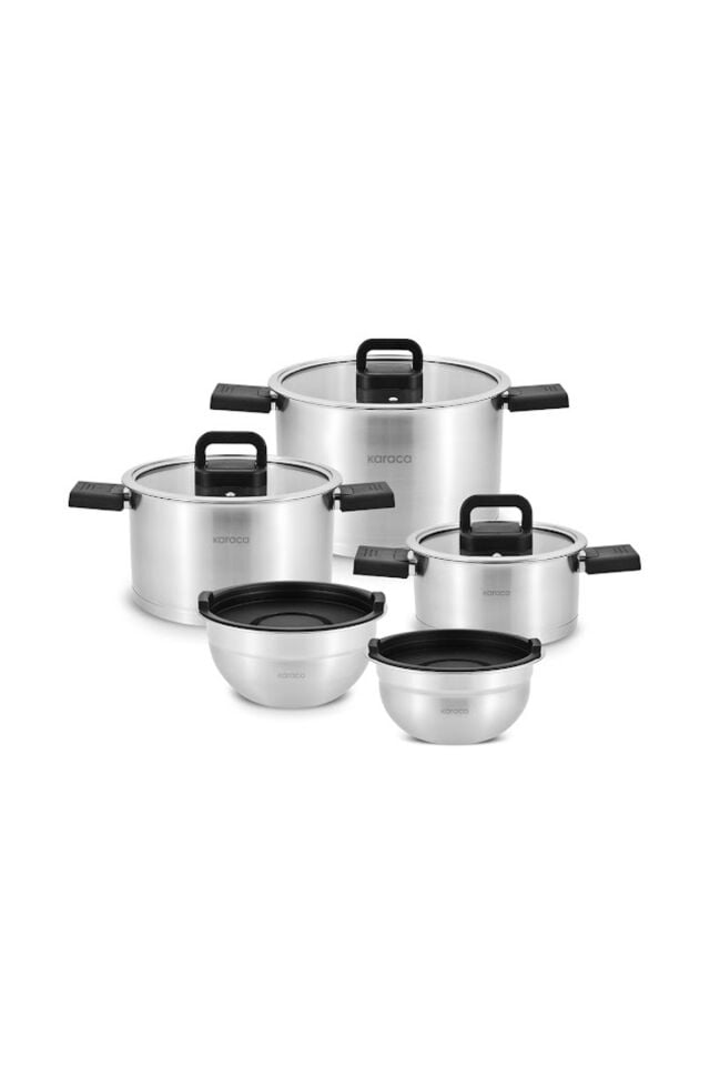 Karaca Aşiyan Katlanabilir Kulplu 10 Parça Çelik Tencere Seti