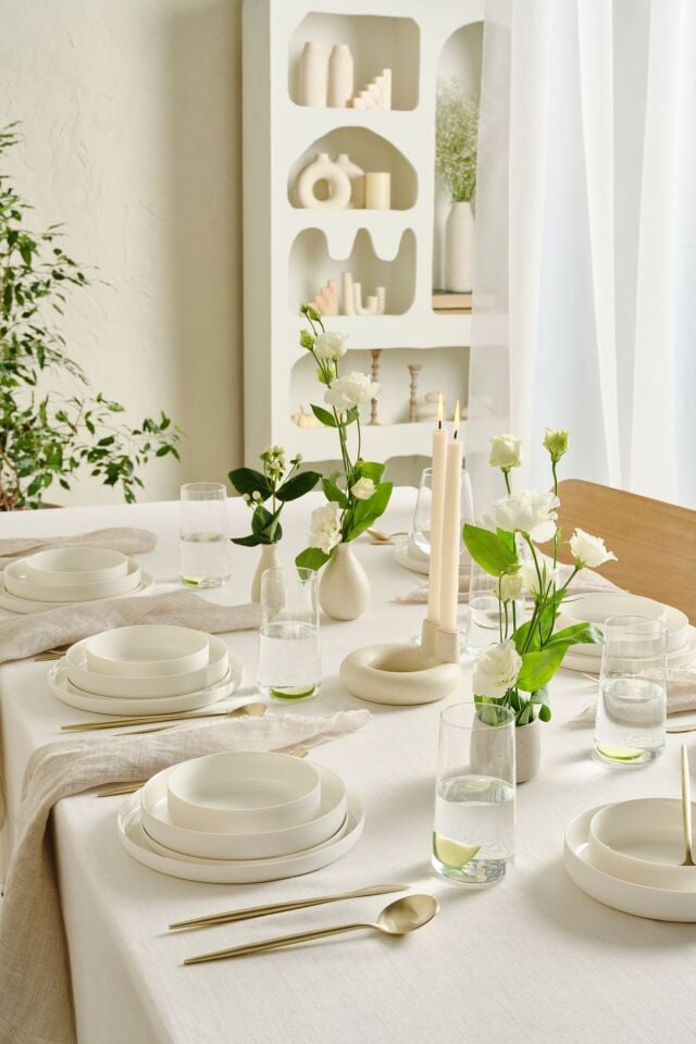 Karaca Earth Collection Finesse 24 Parça 6 Kişilik Yemek Takımı Beyaz