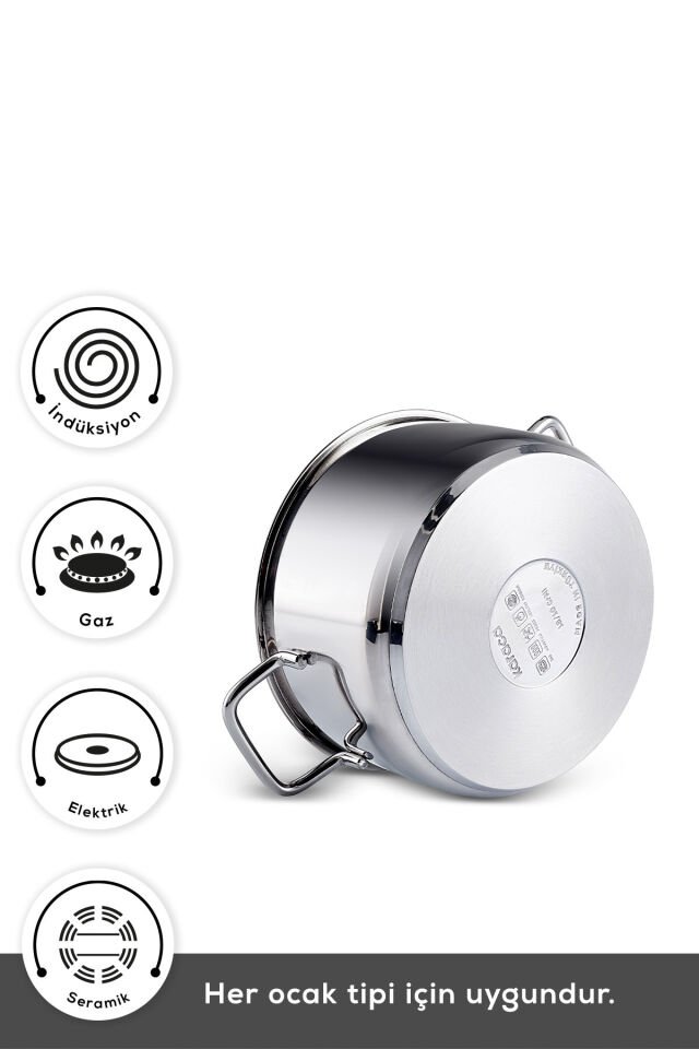 Karaca Burgaz 8 Parça Katlanabilir Kulplu ve Süzgeç Kapaklı Çelik Tencere Seti