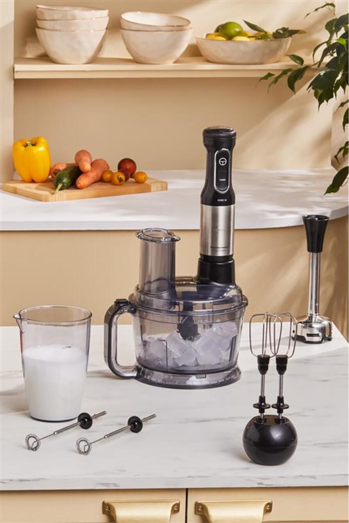 Karaca Prosteel 7 in 1 1000W Süt Köpürtücülü Mutfak Robotu Black