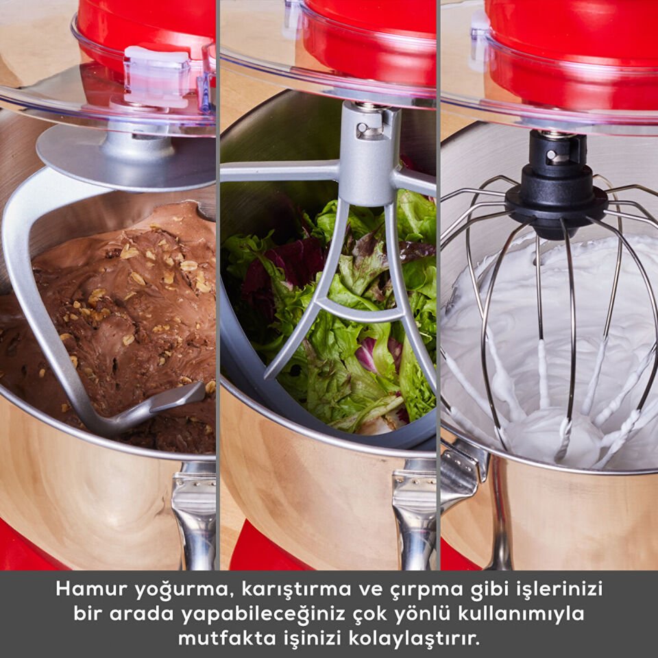 Karaca Multichef Artisan Digital Ekran Döküm Hamur Yoğurma Makinesi Kırmızı 1800W 7L