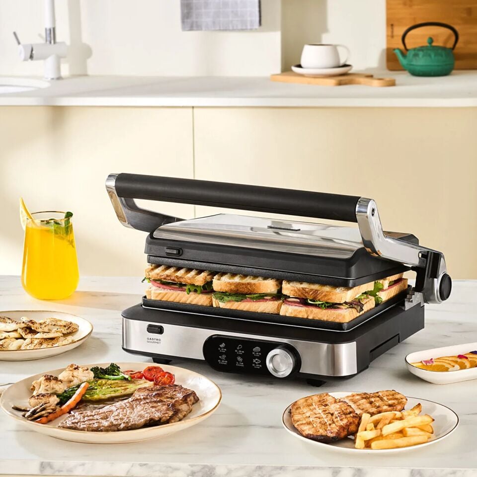 Karaca Gastro Gourmet Döküm Izgara ve Tost Makinesi Inox 6 Dilim Kapasiteli