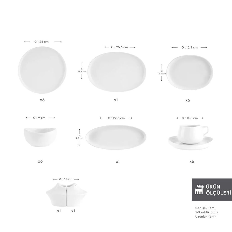 Karaca Stream Bone Hole 34 Parça 6 Kişilik Kahvaltı Takımı