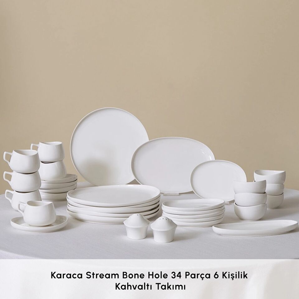 Karaca Stream Bone Hole 34 Parça 6 Kişilik Kahvaltı Takımı