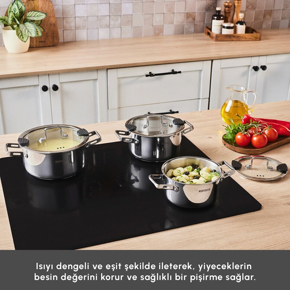 Karaca Montreal İndüksiyon Tabanlı 6 Parça Çelik Midi Set