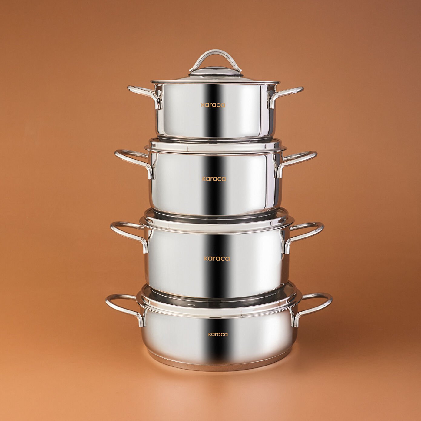 Karaca Powersteel Pekin 316+ İndüksiyon Tabanlı 8 Parça Çelik Tencere Seti