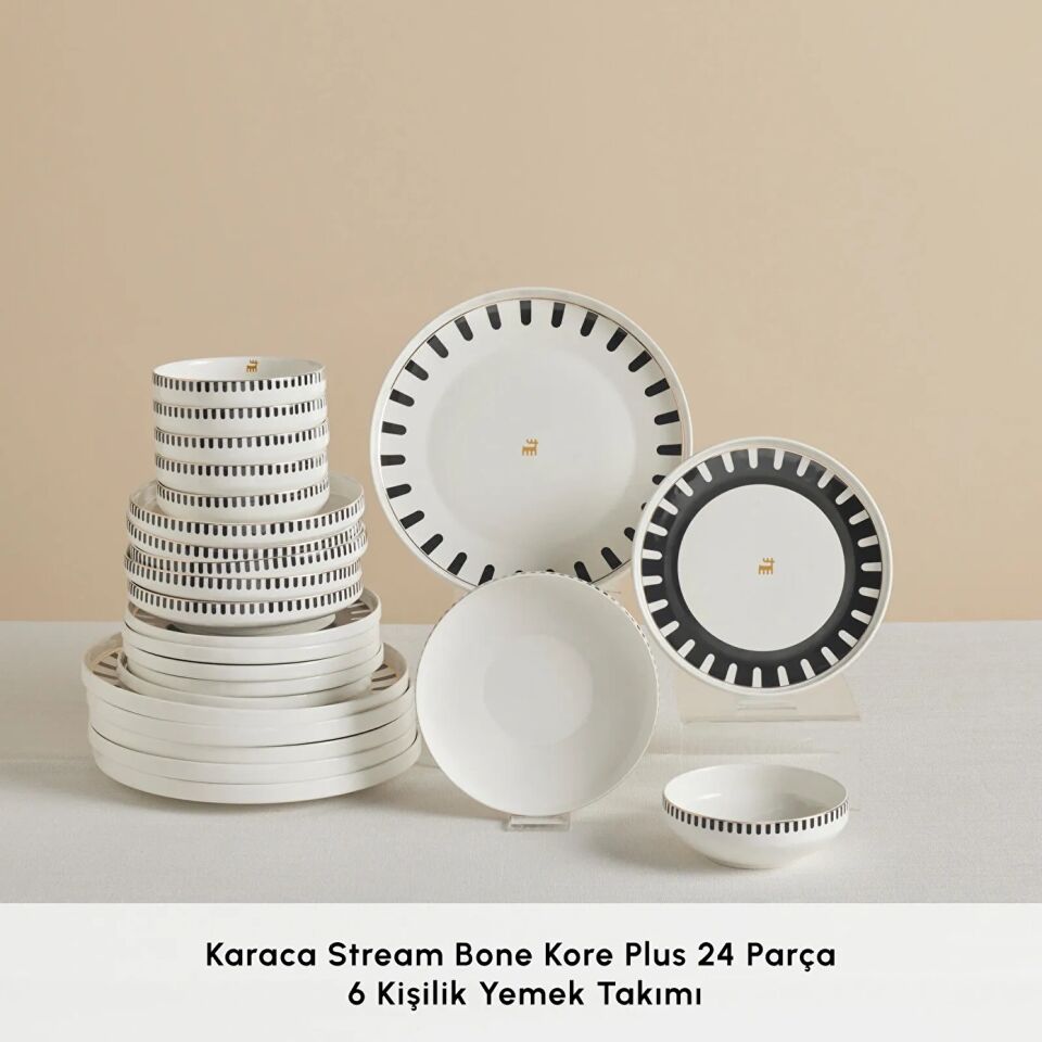Karaca Stream Bone Kore Plus 24 Parça 6 Kişilik Yemek Takımı