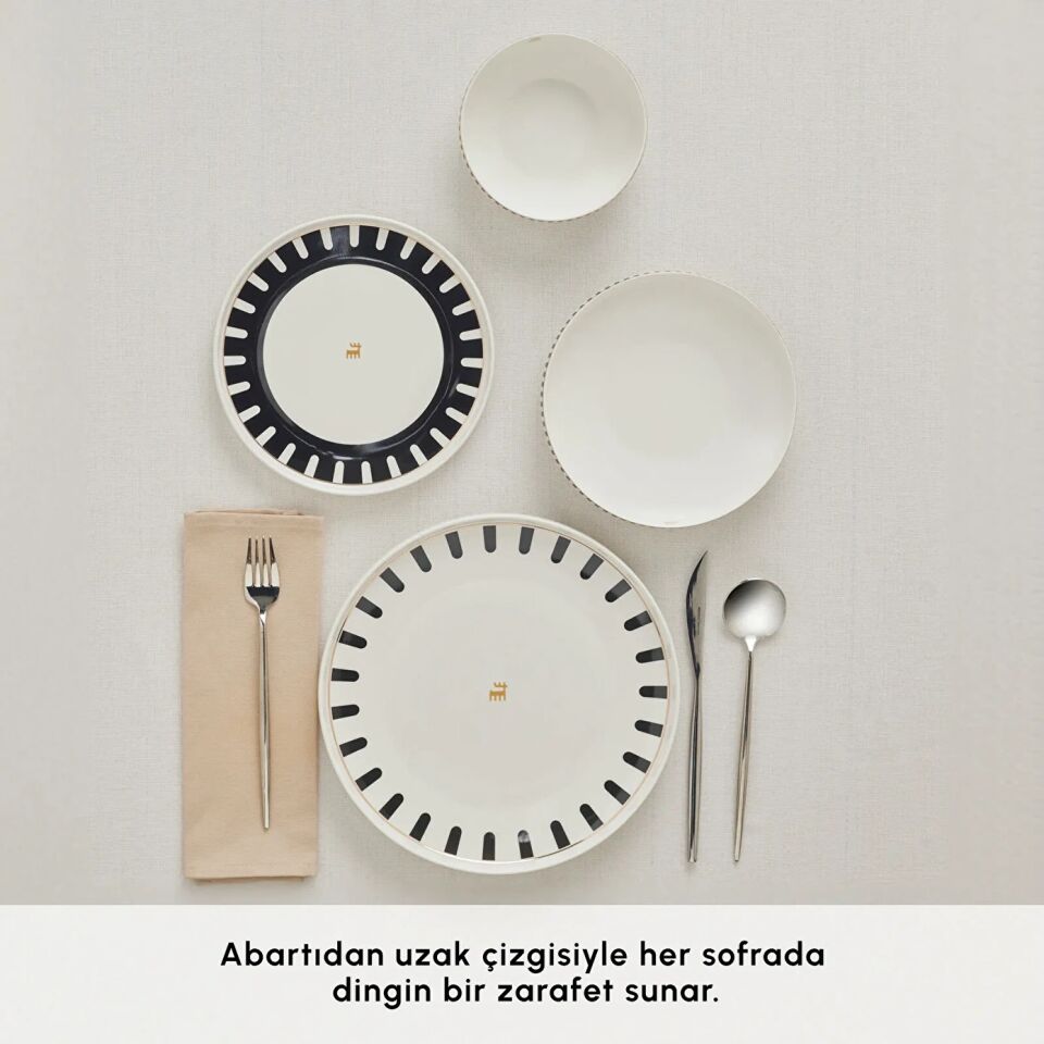 Karaca Stream Bone Kore Plus 24 Parça 6 Kişilik Yemek Takımı