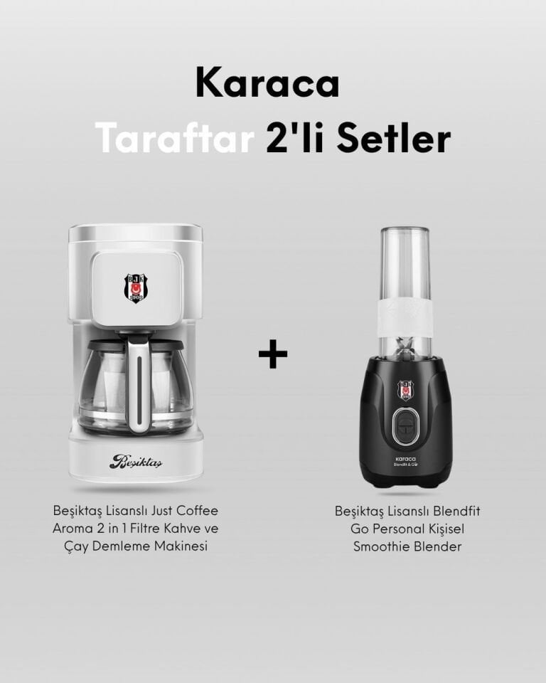 Karaca Beşiktaş Taraftar Seti - Filtre Kahve Makinesi - Smoohtie Blender
