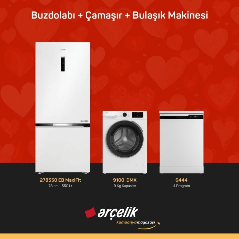 ARÇELİK 3'lü Çeyiz Paketi ( 278550 EB MaxiFit - 9100 DMX - 6444 )