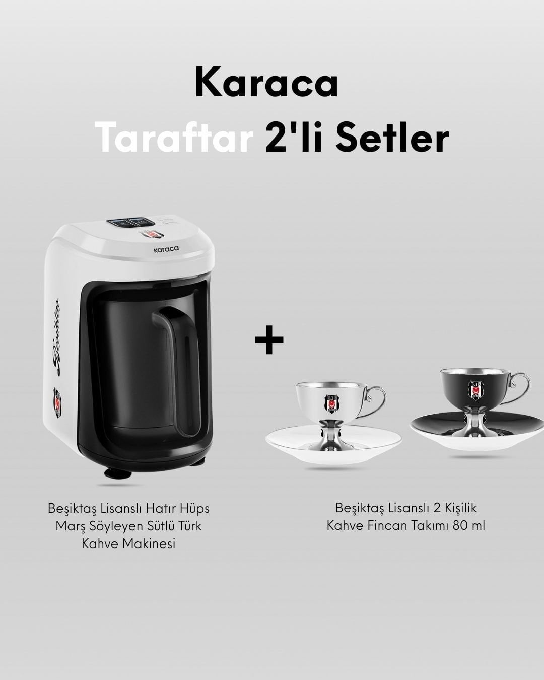 Karaca Beşiktaş Taraftar Seti - Türk Kahve Makinesi - Kahve Fincanı